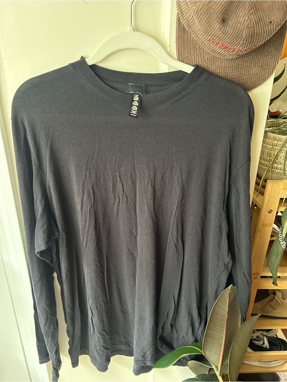 SKIMS Black Long Sleeve Crewneck Tee